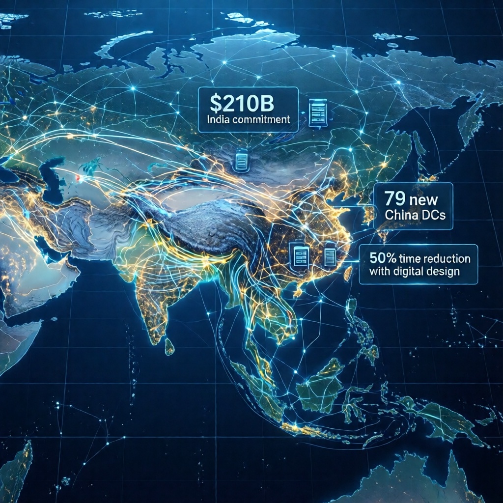 World map showing AI infrastructure expansion across Asia and the Middle East